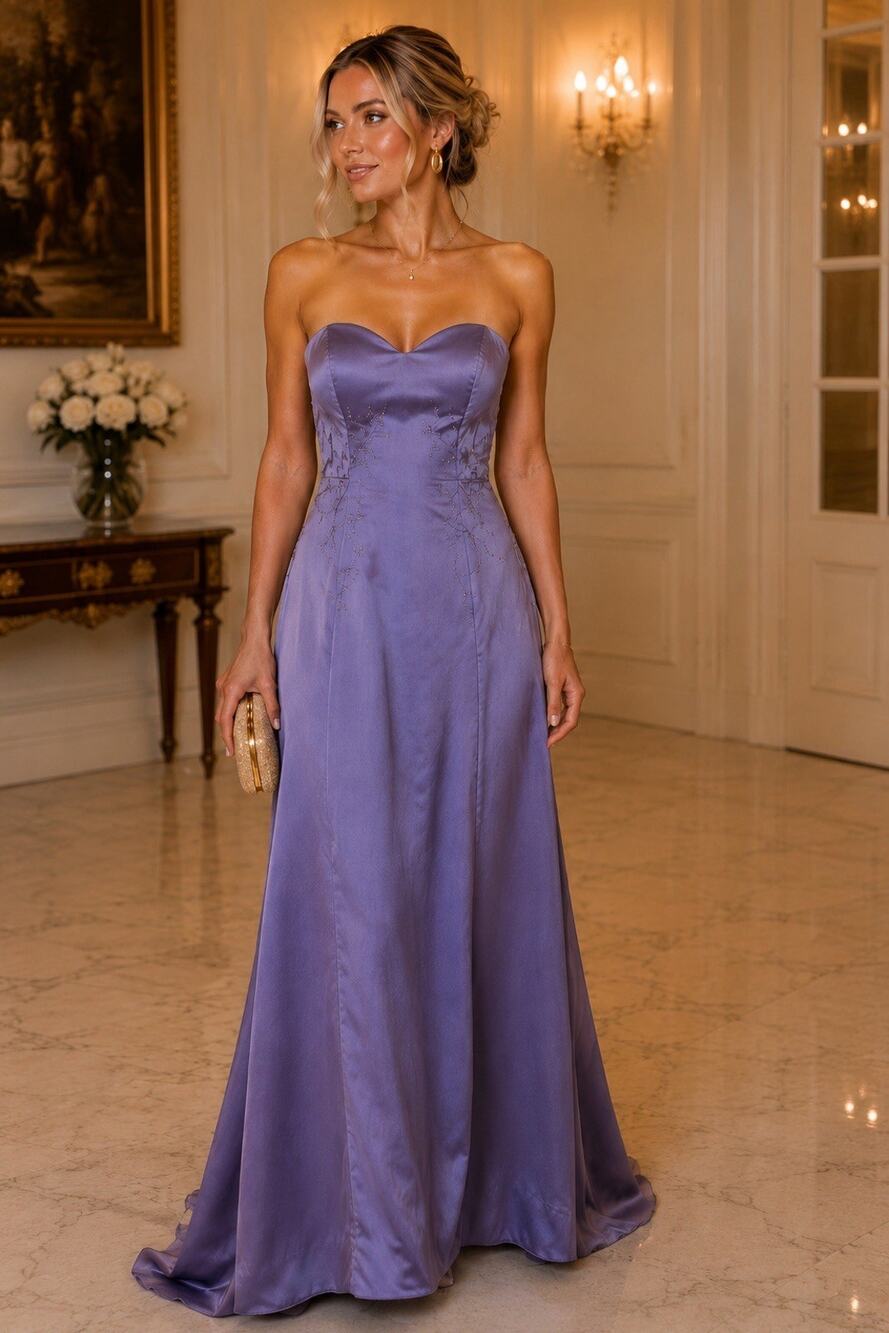 David’s Bridal Lavender Strapless Formal Gown – Size 4
